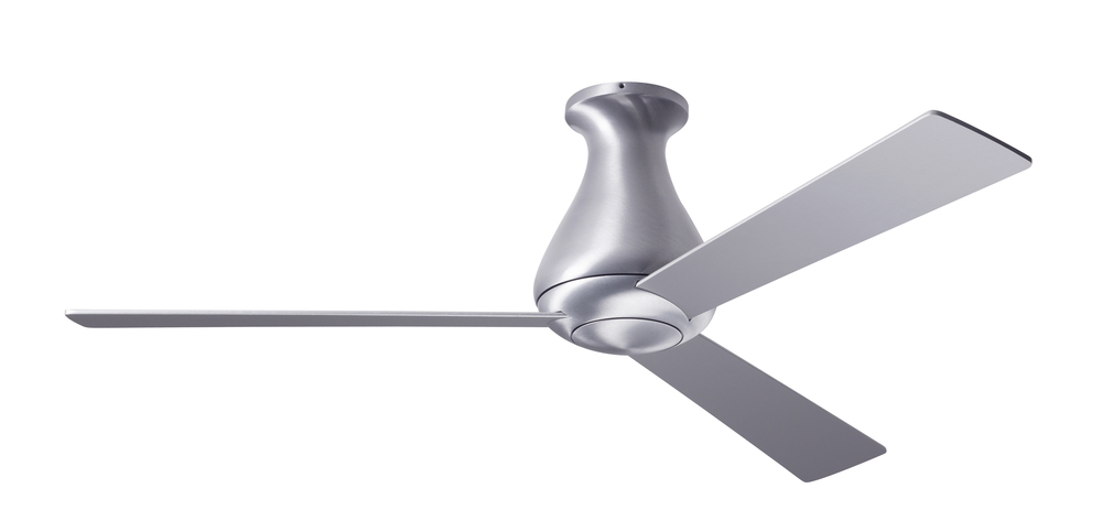 Altus Flush Fan; Brushed Aluminum Finish; 52" White Blades; No Light; Fan Speed and Light Contro