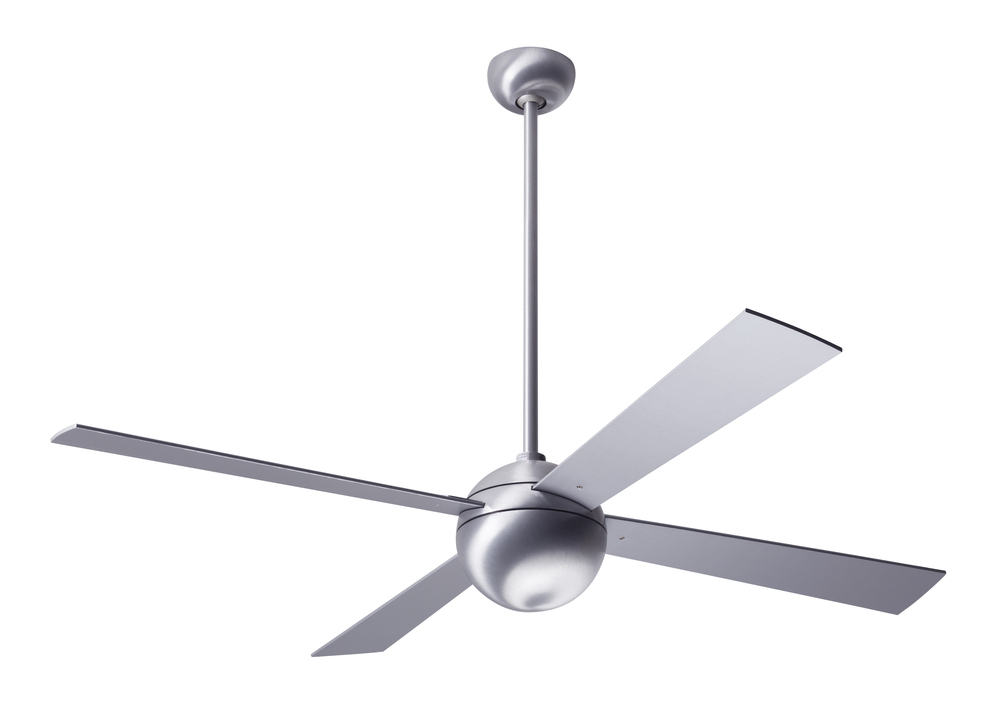 Ball Fan; Brushed Aluminum Finish; 42" White Blades; No Light; Fan Speed Control