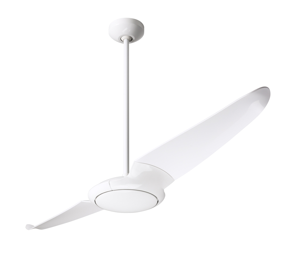 IC/Air (2 Blade ) Fan; Gloss White Finish; 56" Nickel Blades; No Light; Wall Control