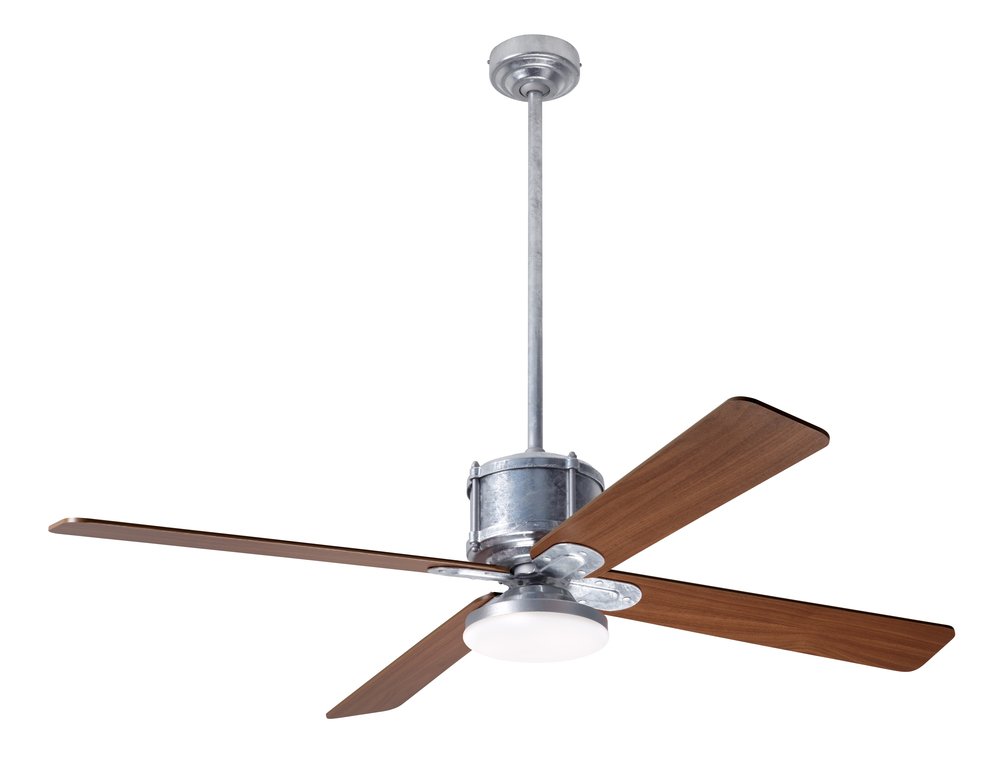 Industry DC Fan; Galvanized Finish; 50" Mahogany Blades; 20W LED Open; Wall Control