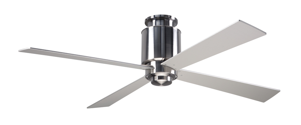 Lapa Flush Fan; Bright Nickel Finish; 50" Silver Blades; No Light; Fan Speed Control