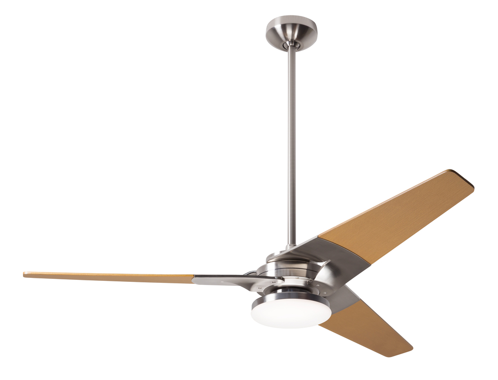 Torsion Fan; Bright Nickel Finish; 52" Maple Blades; 20W LED; Handheld Remote Control (2-wire)