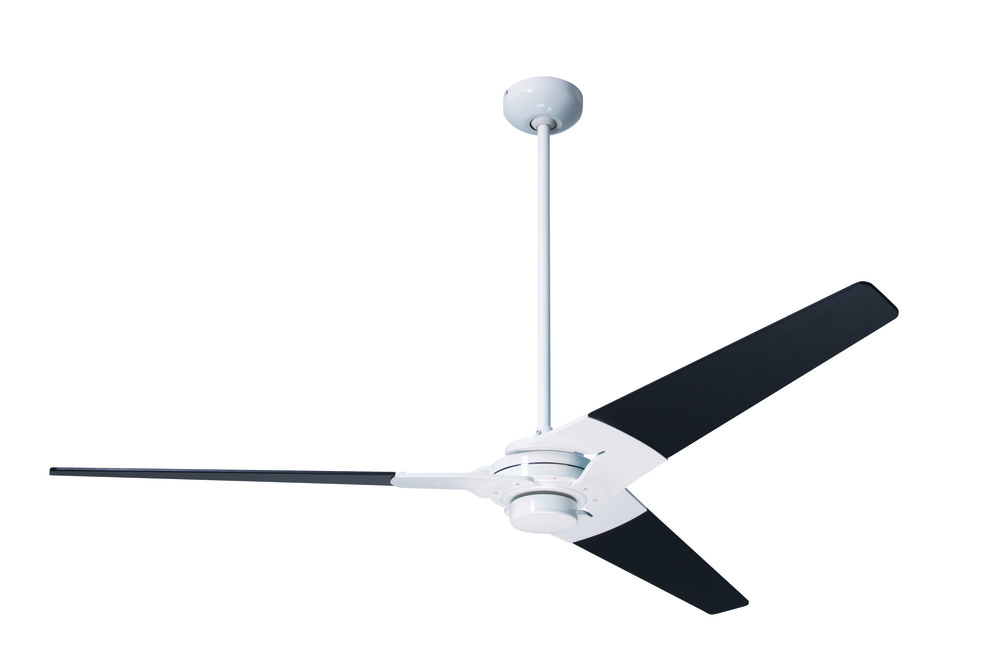 Torsion Fan; Gloss White Finish; 62" Black Blades; No Light; Fan Speed Control