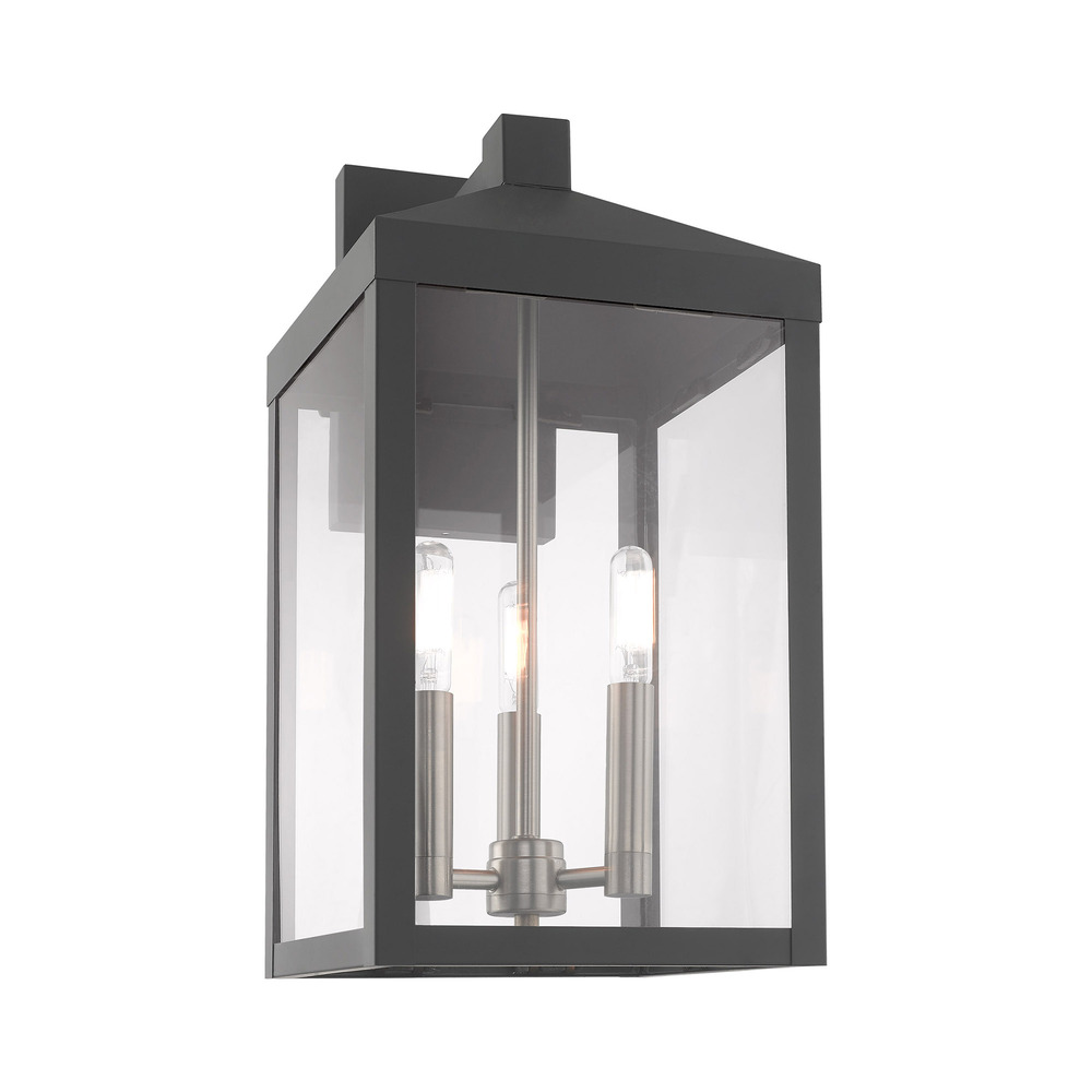 3 Lt Scandinavian Gray Outdoor Wall Lantern