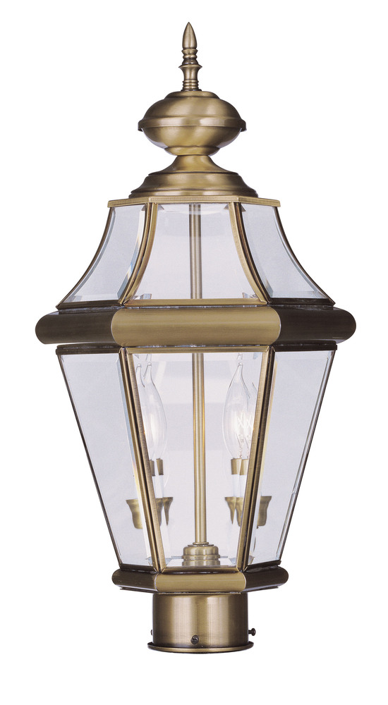 2 Light AB Outdoor Post Lantern