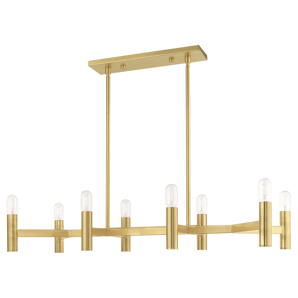 8 Lt Satin Brass Linear Chandelier