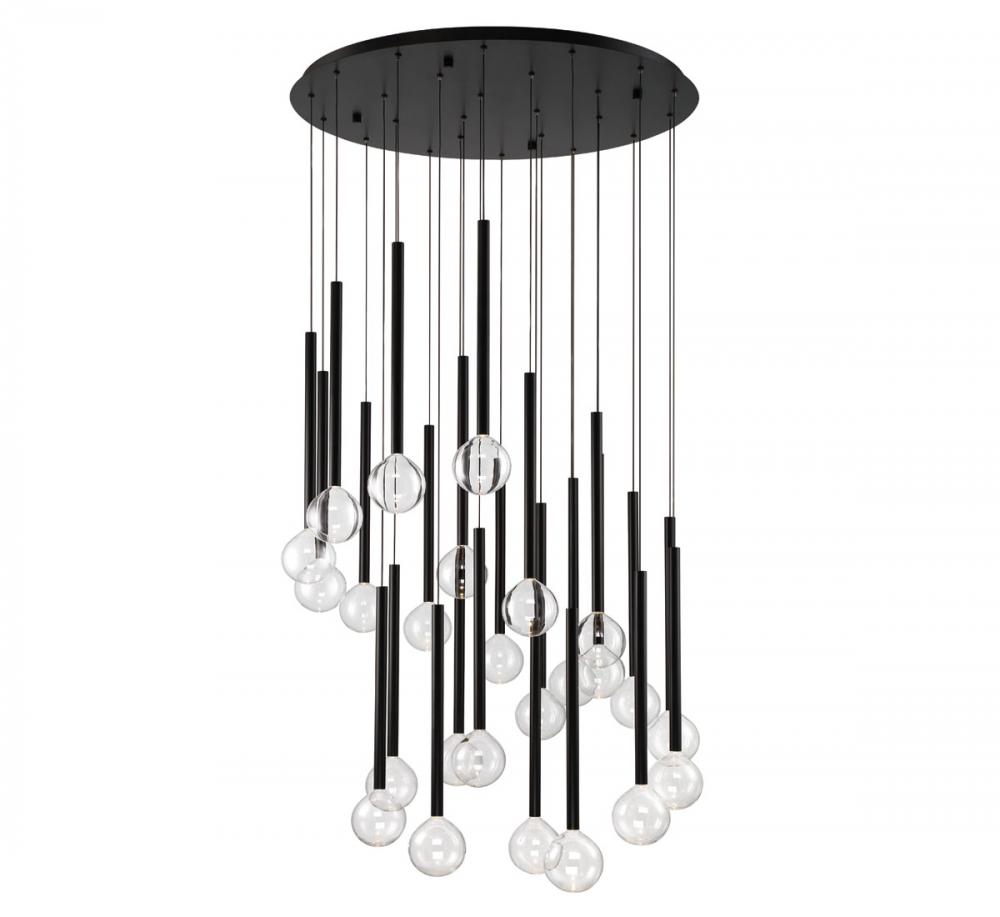 Positano, 25 Light Round LED Chandelier, Matte Black