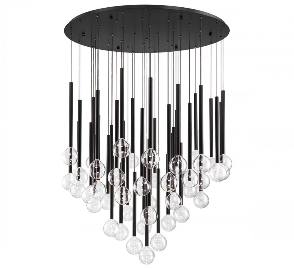 Positano, 44 Light Round LED Chandelier, Matte Black