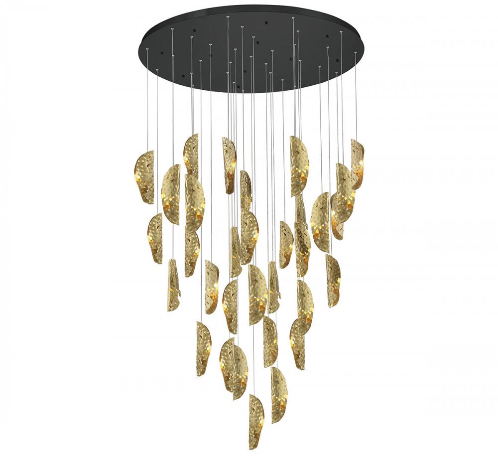 Sorrento, 32 Light round LED Chandelier, Copper, Black Canopy