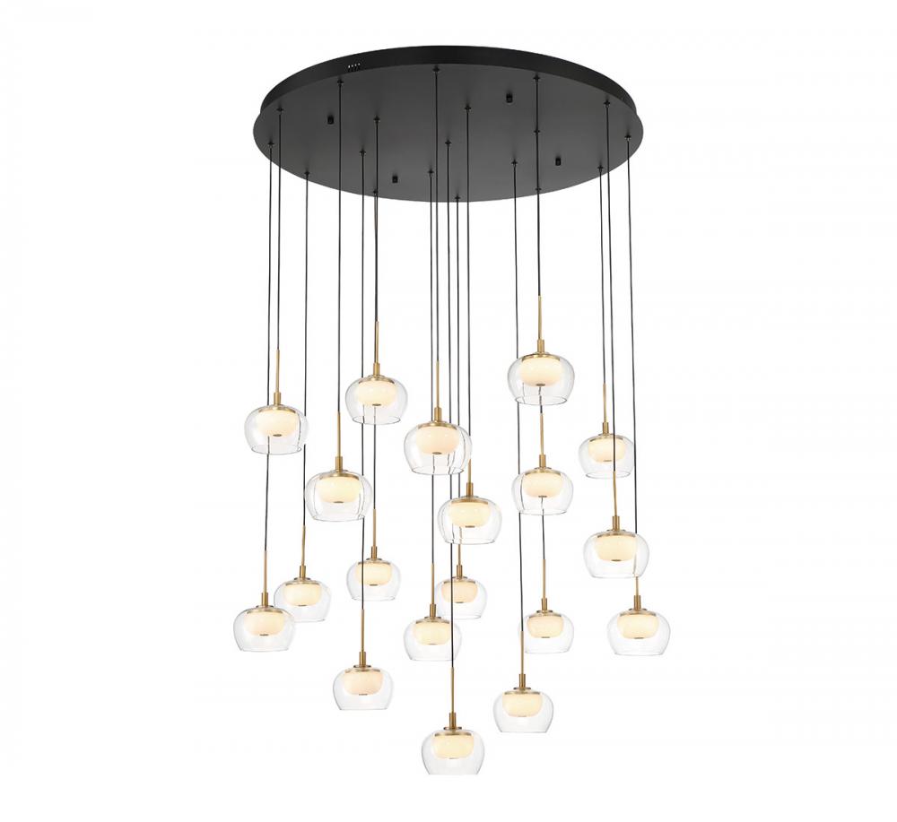 Manarola, 19 Light Round LED Chandelier, Matte Black