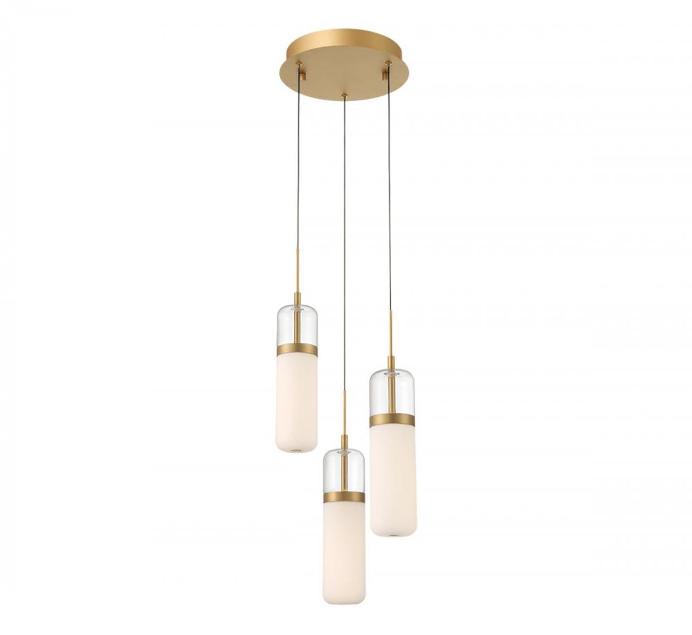 Verona, 3 Light Round LED Pendant, Painted Antique Brass