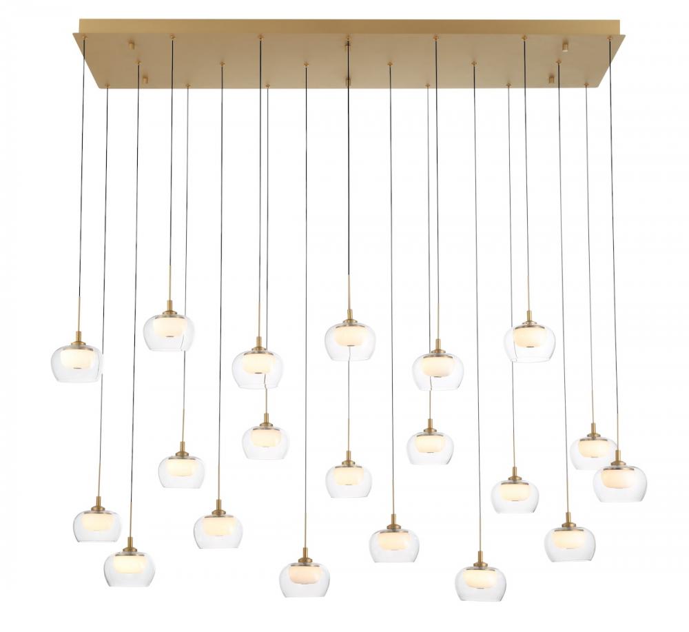 Manarola, 20 light Rectangular LED Chandelier,Painted Antique Brass