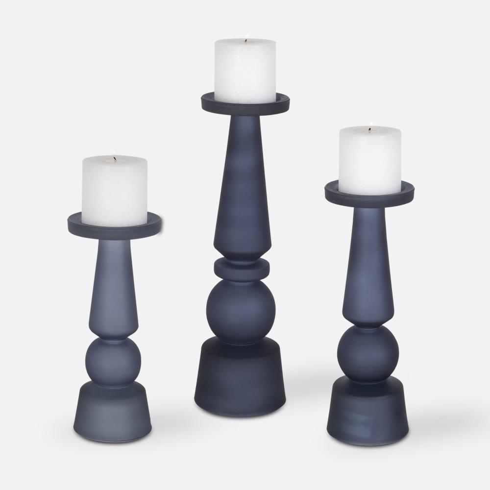 Uttermost Cassiopeia Candleholders, Midnight Blue, S/3