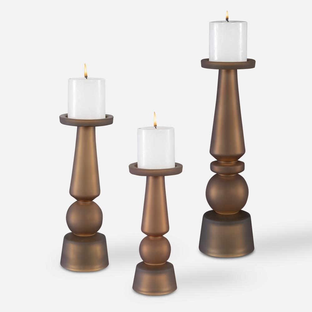 Uttermost Cassiopeia Candleholders, Butter Rum, S/3