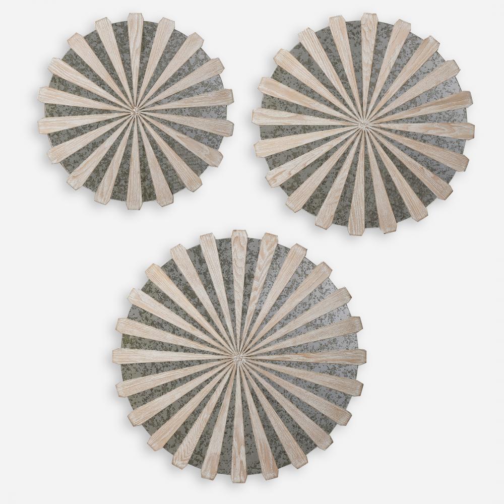 Uttermost Daisies Mirrored Circular Wall Decor, S/3