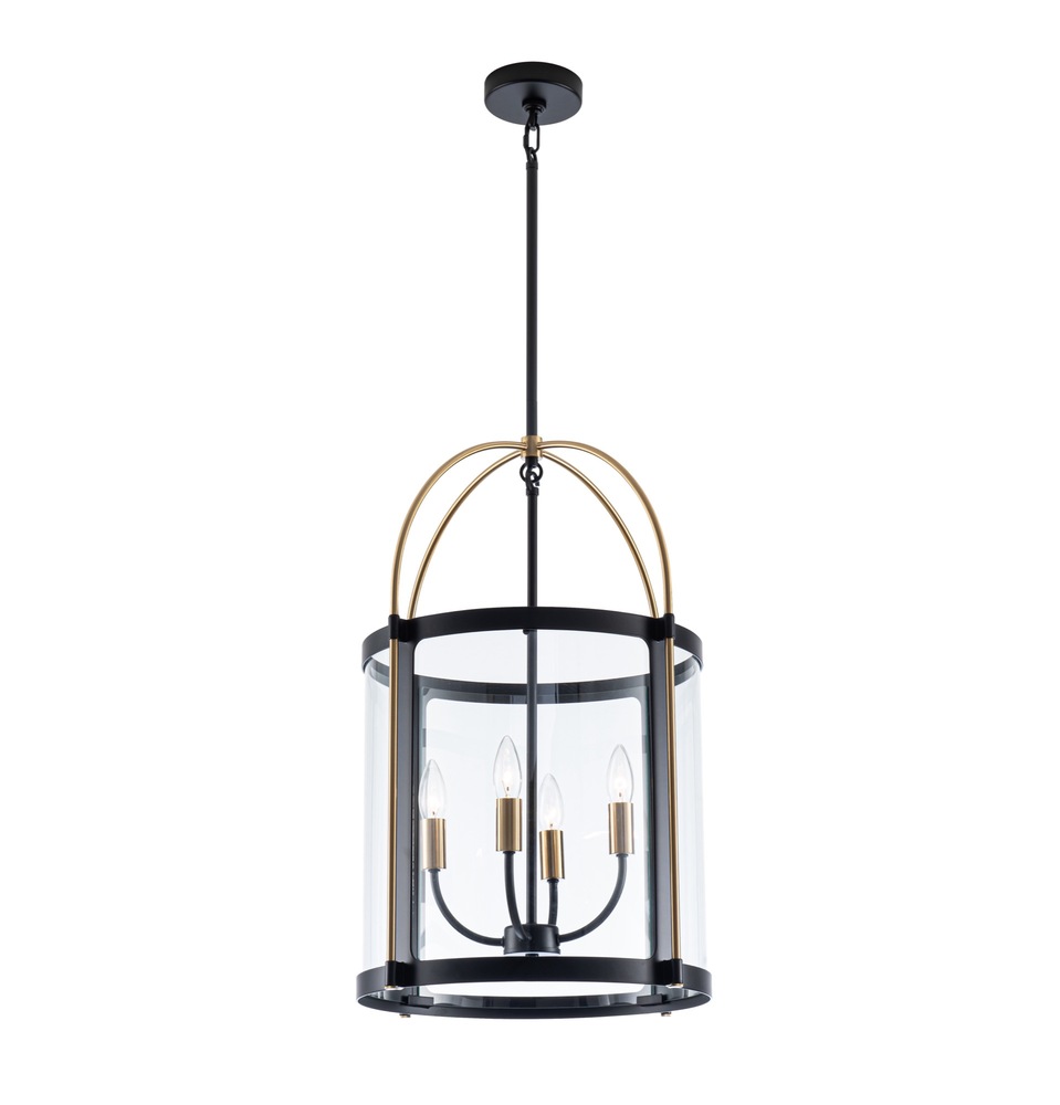 Bonita Collection 4-Light 17" Pendant Black and Brushed Brass