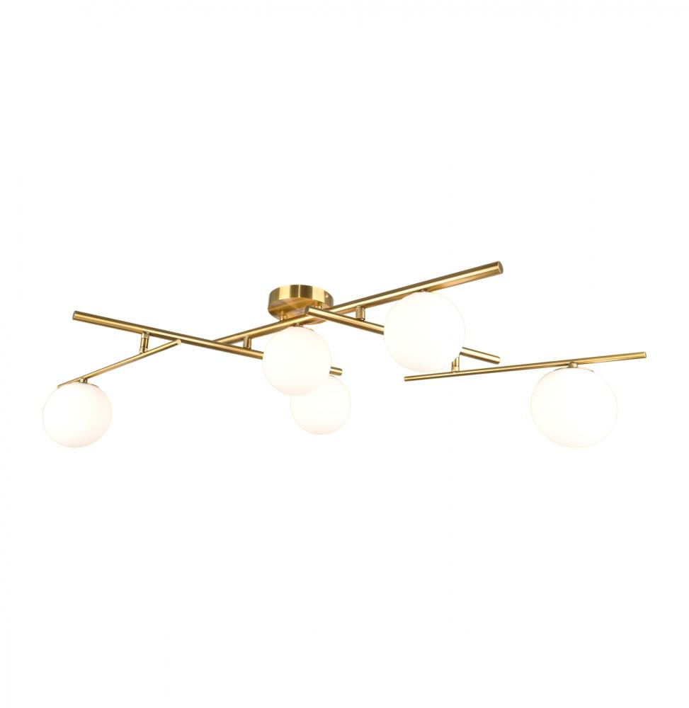 Modena-5-Light Semi-Flush Mount-Plated Brushed Brass