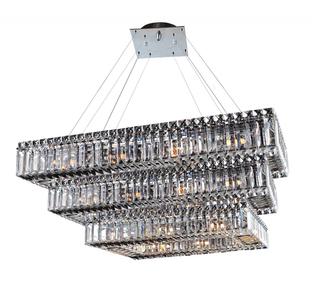 Baguette 43 Inch Rectangular 3 Tier Pendant