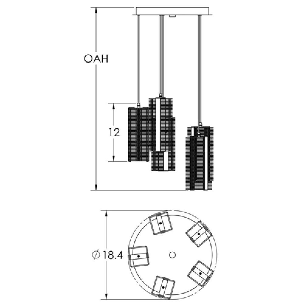 Downtown Mesh Round 5pc Multi-Pendant