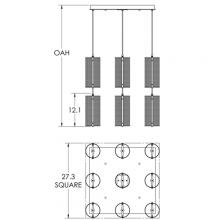 Hammerton CHB0019-09-GB-F-C01-L3 - Uptown Mesh Square 9pc Multi-Pendant