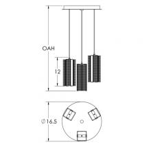 Hammerton CHB0020-03-MB-0-C01-E2 - Downtown Mesh Round 3pc Multi-Pendant