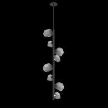 Hammerton CHB0039-T8-MB-S-001-L1 - Gem 8pc Twisted Vine-Matte Black-Smoke Blown Glass-Threaded Rod Suspension-LED 2700K