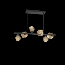 Hammerton PLB0039-T6-MB-B-001-L3 - Gem 6pc Twisted Branch-Matte Black-Bronze Blown Glass-Threaded Rod Suspension-LED 3000K