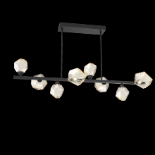 Hammerton PLB0039-T8-MB-A-001-L3 - Gem 8pc Twisted Branch-Matte Black-Amber Blown Glass-Threaded Rod Suspension-LED 3000K