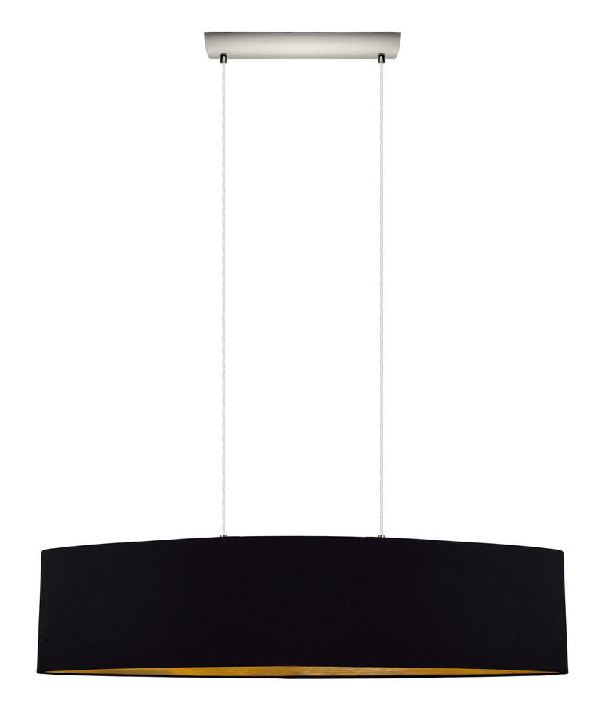 2x60W Pendant With Satin Nickel Finish & Black & Gold Shade