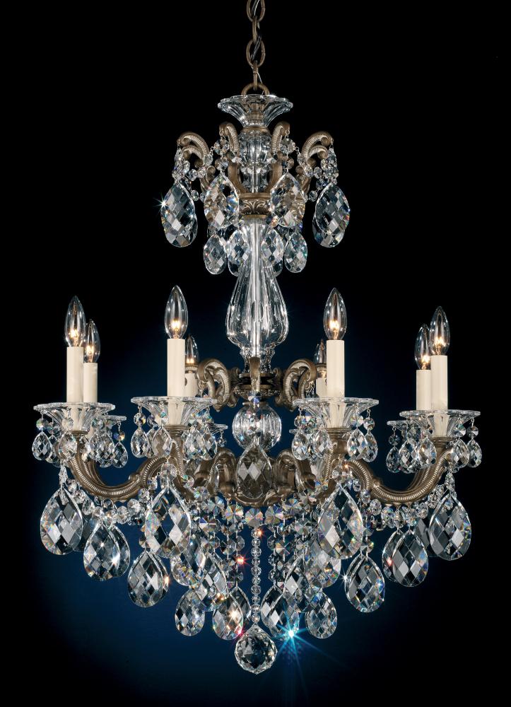 La Scala 8 Light 120V Chandelier in Florentine Bronze with Clear Crystals from Swarovski