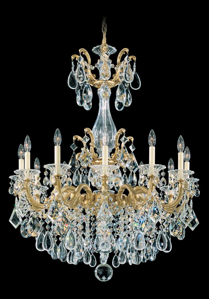 La Scala 12 Light 120V Chandelier in Etruscan Gold with Heritage Handcut Crystal