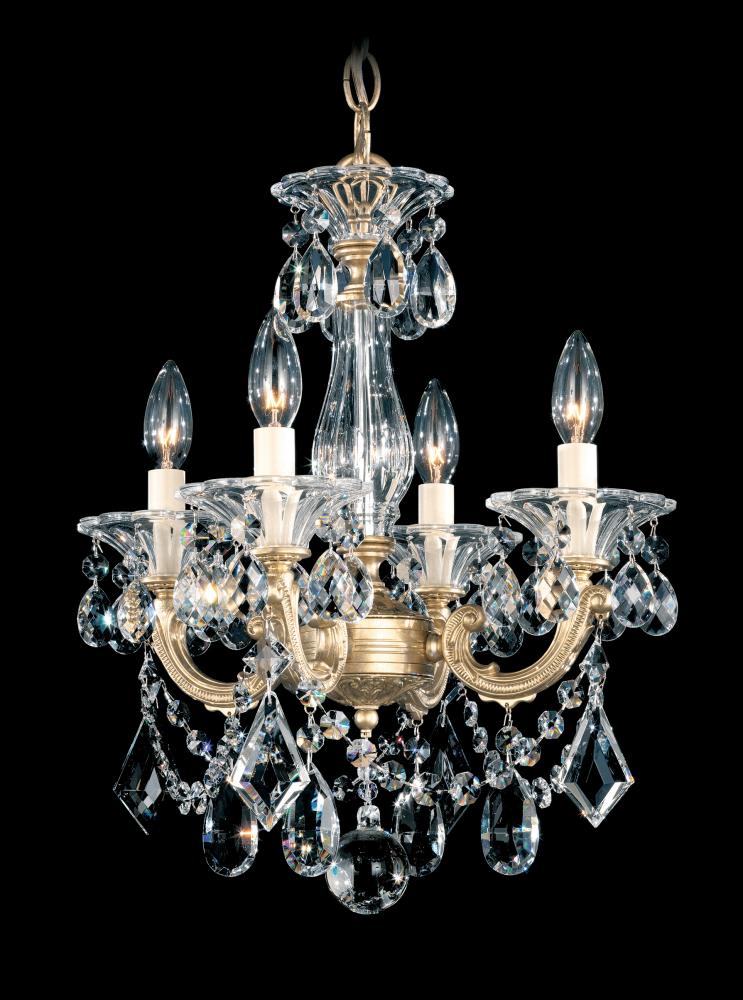 La Scala 4 Light 120V Chandelier in Etruscan Gold with Clear Crystals from Swarovski