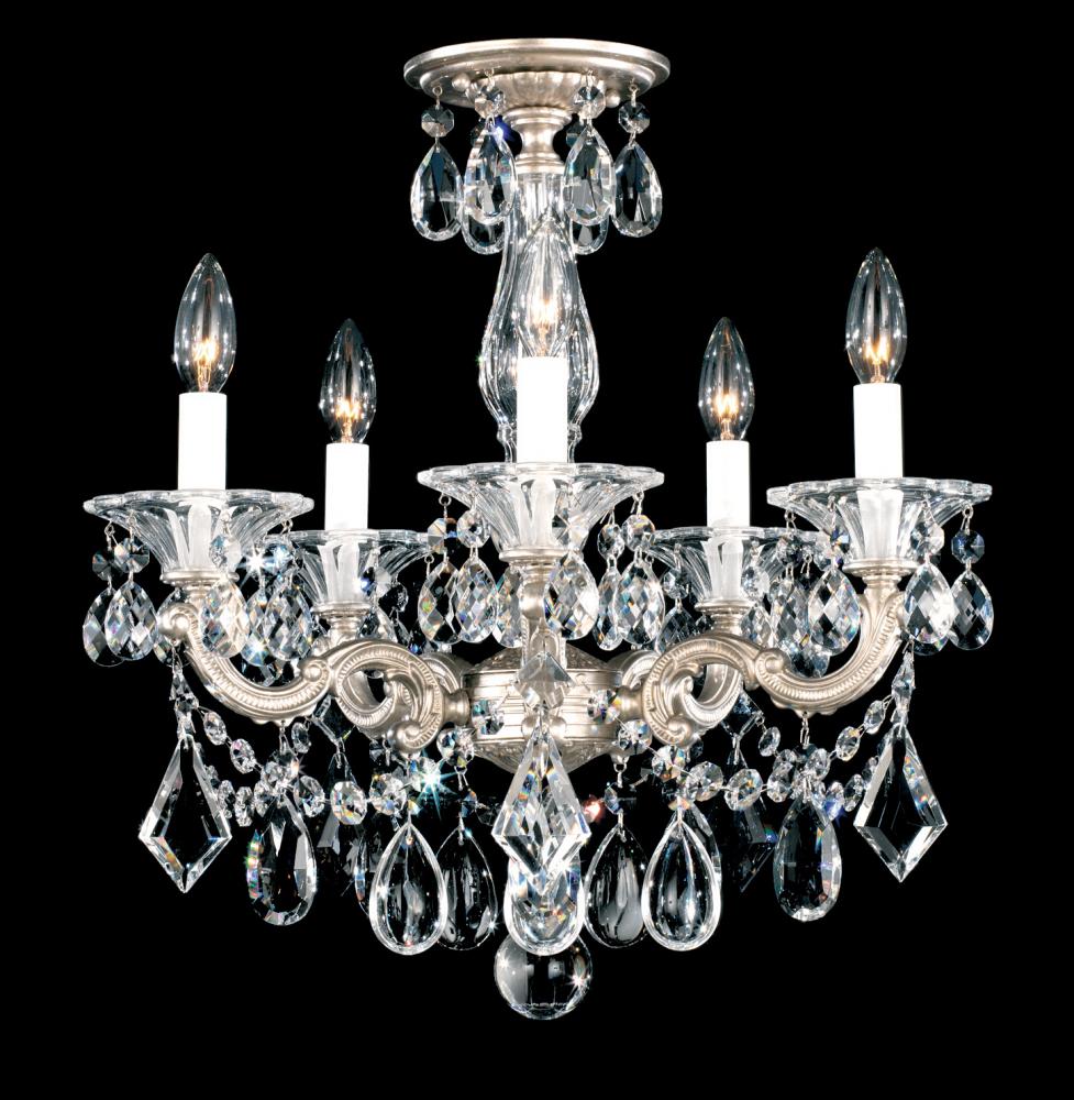 La Scala 5 Light 120V Semi-Flush Mount or Chandelier in Heirloom Gold with Clear Crystals from Swa