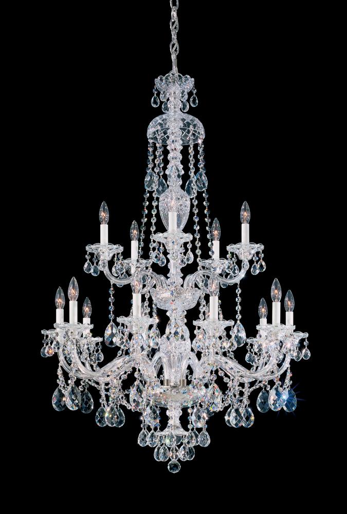 Sterling 15 Light 120V Chandelier in Polished Silver with Heritage Handcut Crystal