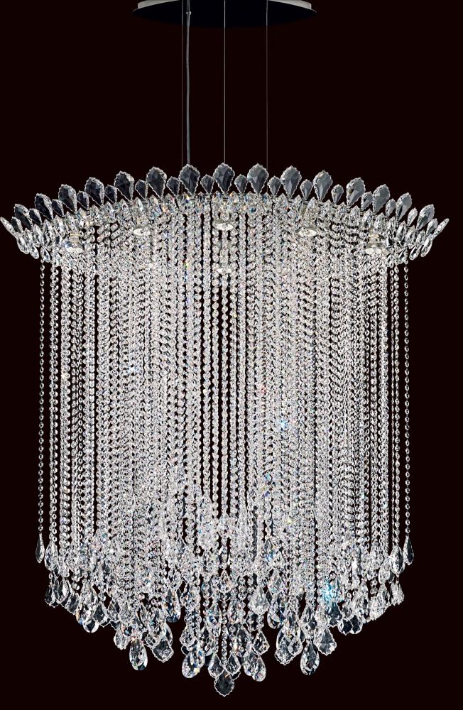 Trilliane Strands 8 Light 120V Pendant in Polished Stainless Steel with Heritage Handcut Crystal