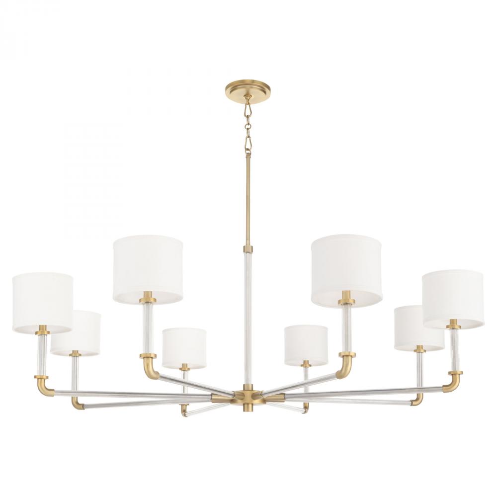 Hightower 8 Light Chandelier | Clear | Aged Brass