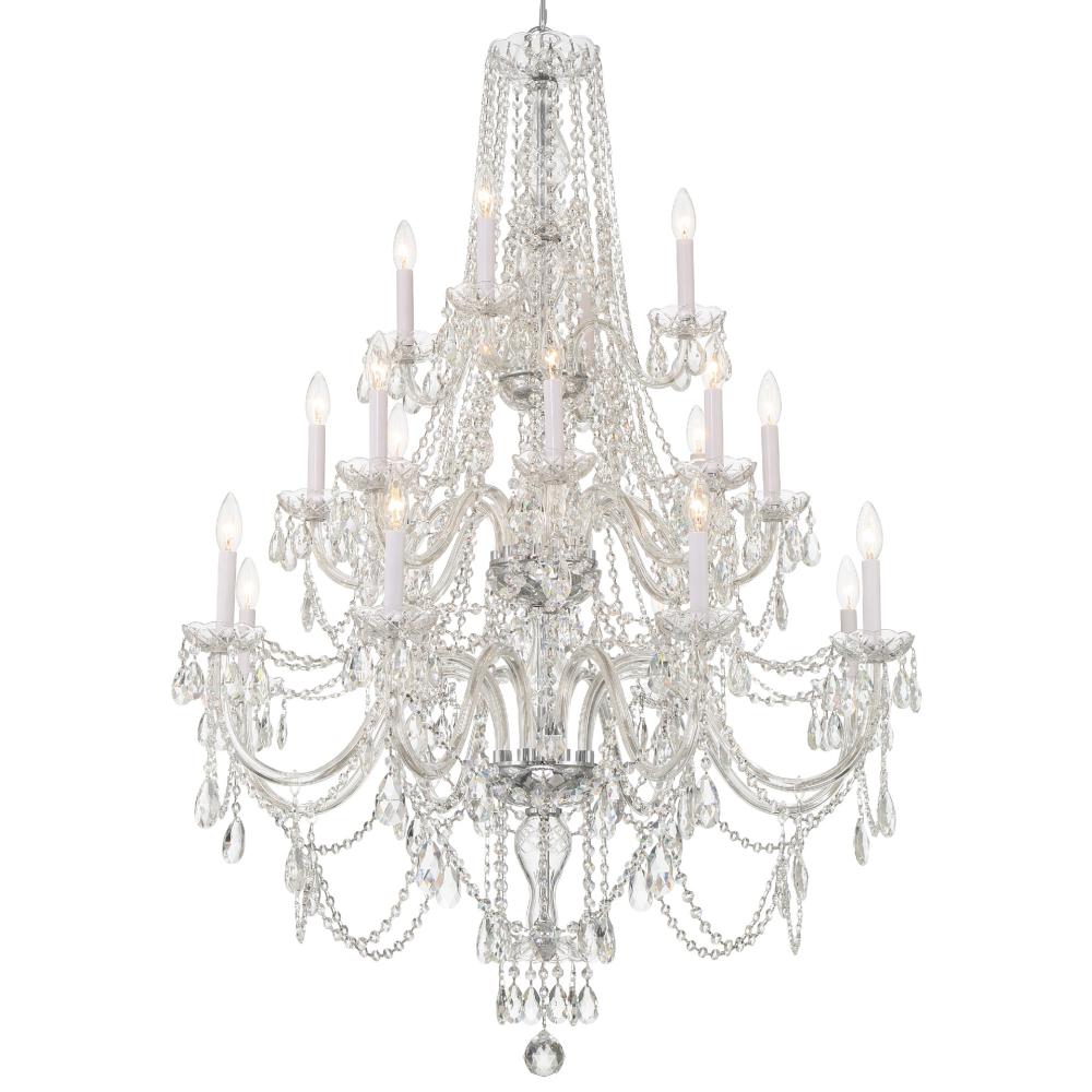 Traditional Crystal 20 Light Hand Cut Crystal Polished Chrome Chandelier