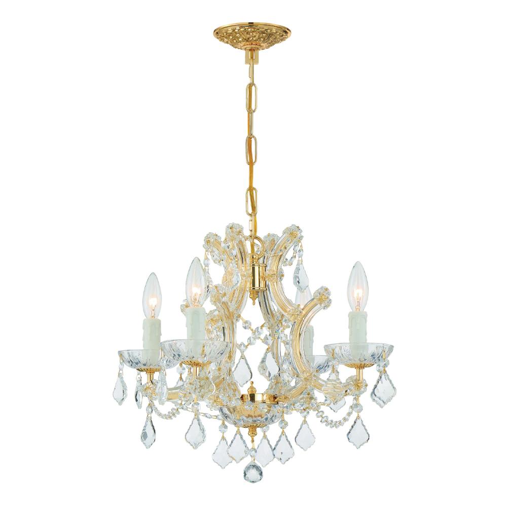 Maria Theresa 4 Light Clear Italian Crystal Gold Mini Chandelier