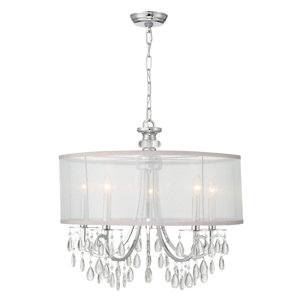 Hampton 5 Light Drum Shade Polished Chrome Chandelier