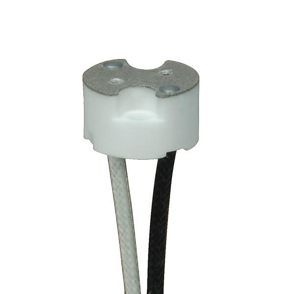 G8 Porcelain Halogen Socket; 6" 200C Leads SF-1; 3/8" Height; 11/16" Diameter; 1/2"