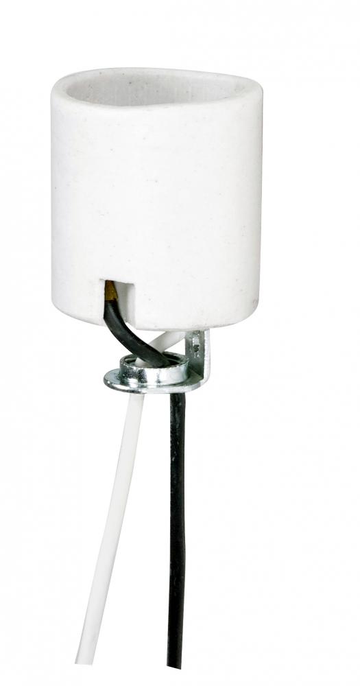 Keyless Porcelain Socket With Hickey; 20" Leads; Unglazed; 660W; 250V