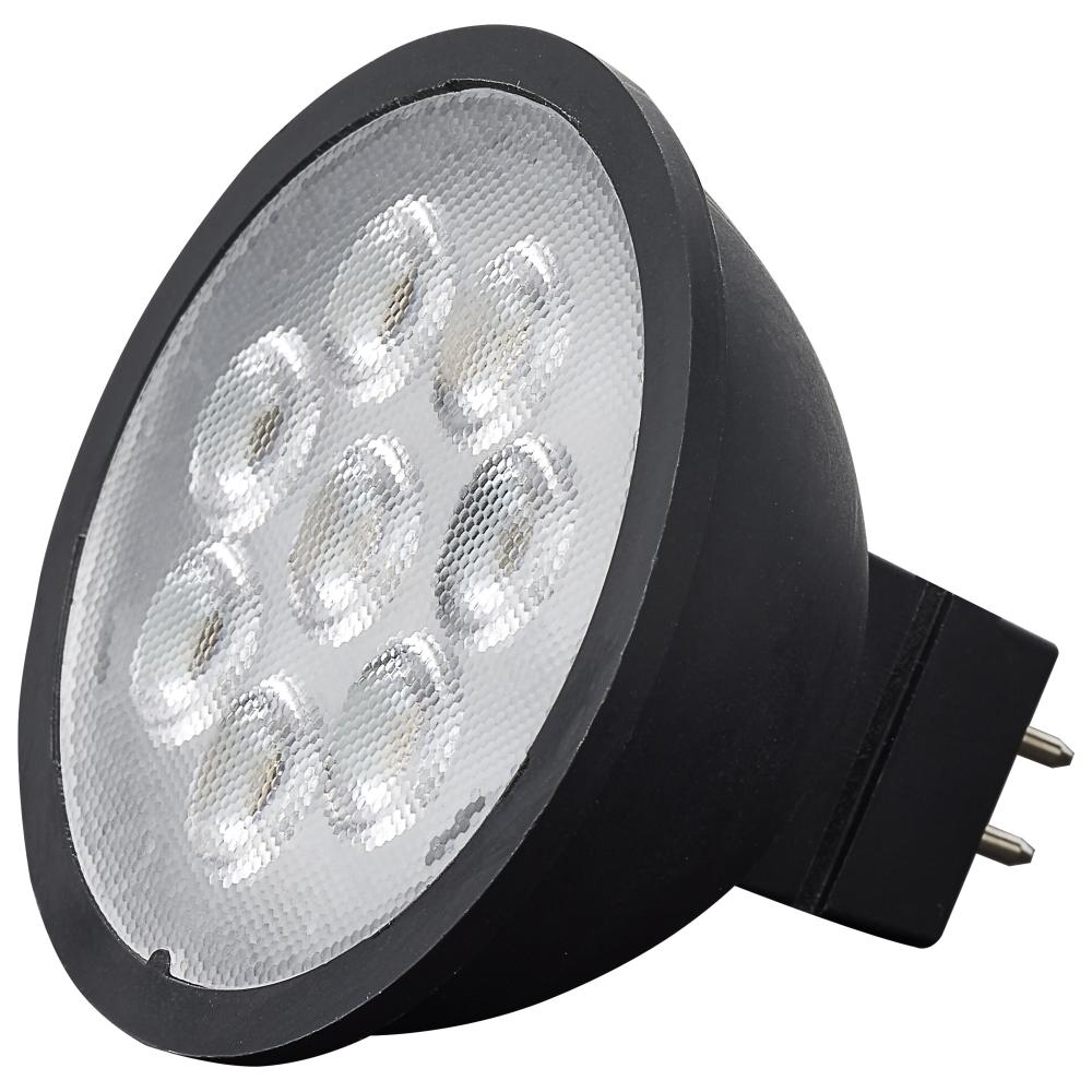 6.5 Watt MR16 LED; Black Finish; 3000K; GU5.3 Base; 500 Lumens; 12 Volt