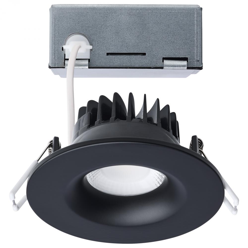 10 Watt LED Direct Wire Downlight; Remote Driver; CCT Selectable; Dimmable; Round; Black Finish