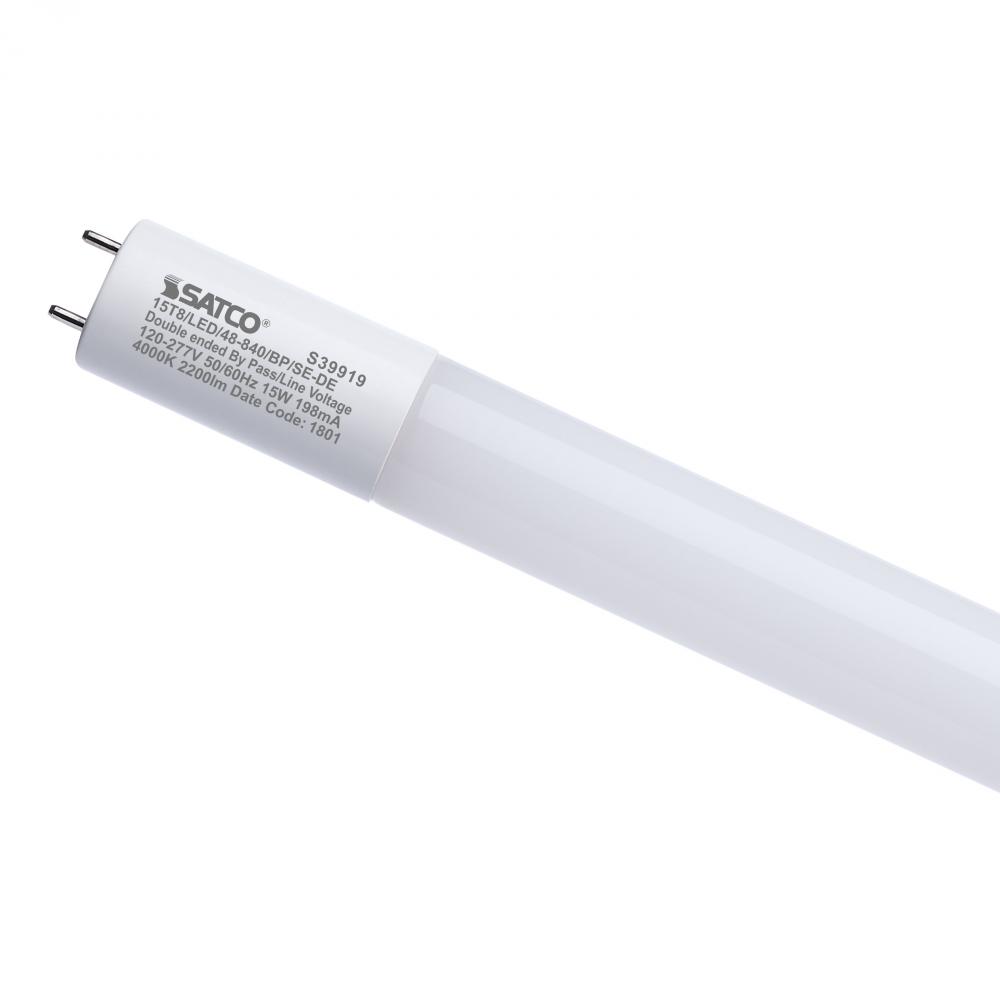 15 Watt 4 Foot T8 LED; 4000K CCT; Medium Bi Pin Base; Ballast Bypass; Single or Double Ended Wiring;