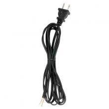 Satco Products Inc. 90/1525 - 8 Foot 18/2 SPT-1 105C Cord Set; Black Finish; 36" Hank; 200 Carton; Molded Polarized Plug;