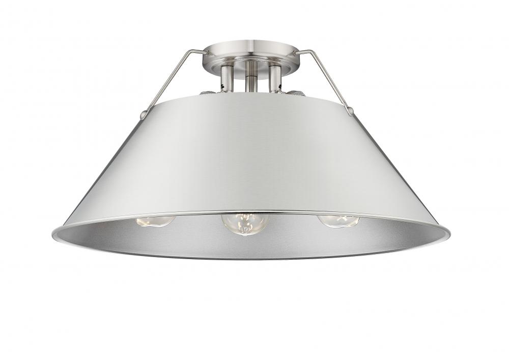 Orwell PW 3 Light Flush Mount in Pewter with Pewter shade