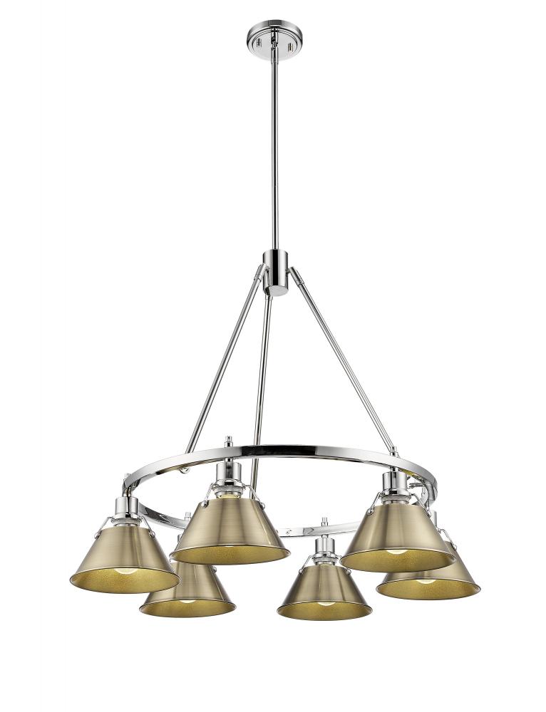 Orwell 6-Light Chandelier in Chrome with Aged Brass