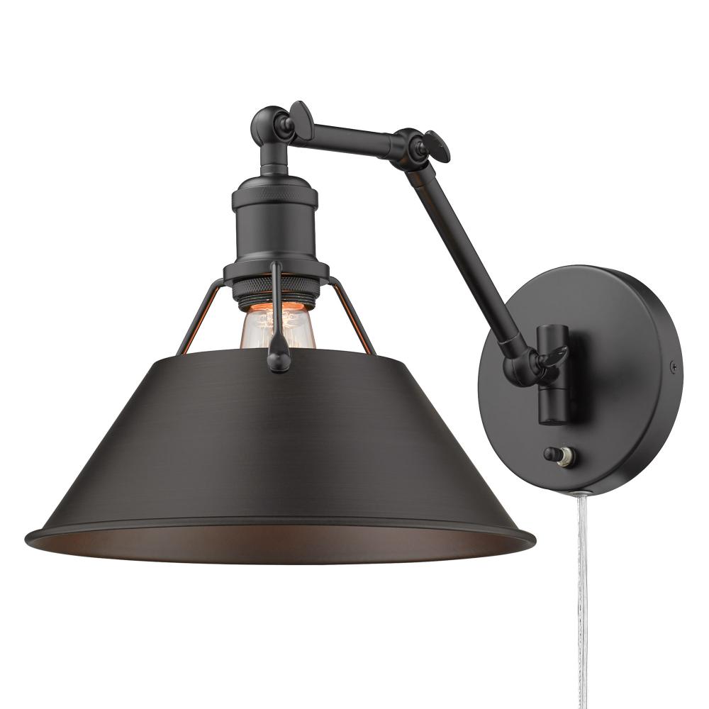 Orwell Articulating Wall Sconce in Matte Black with Rubbed Bronze