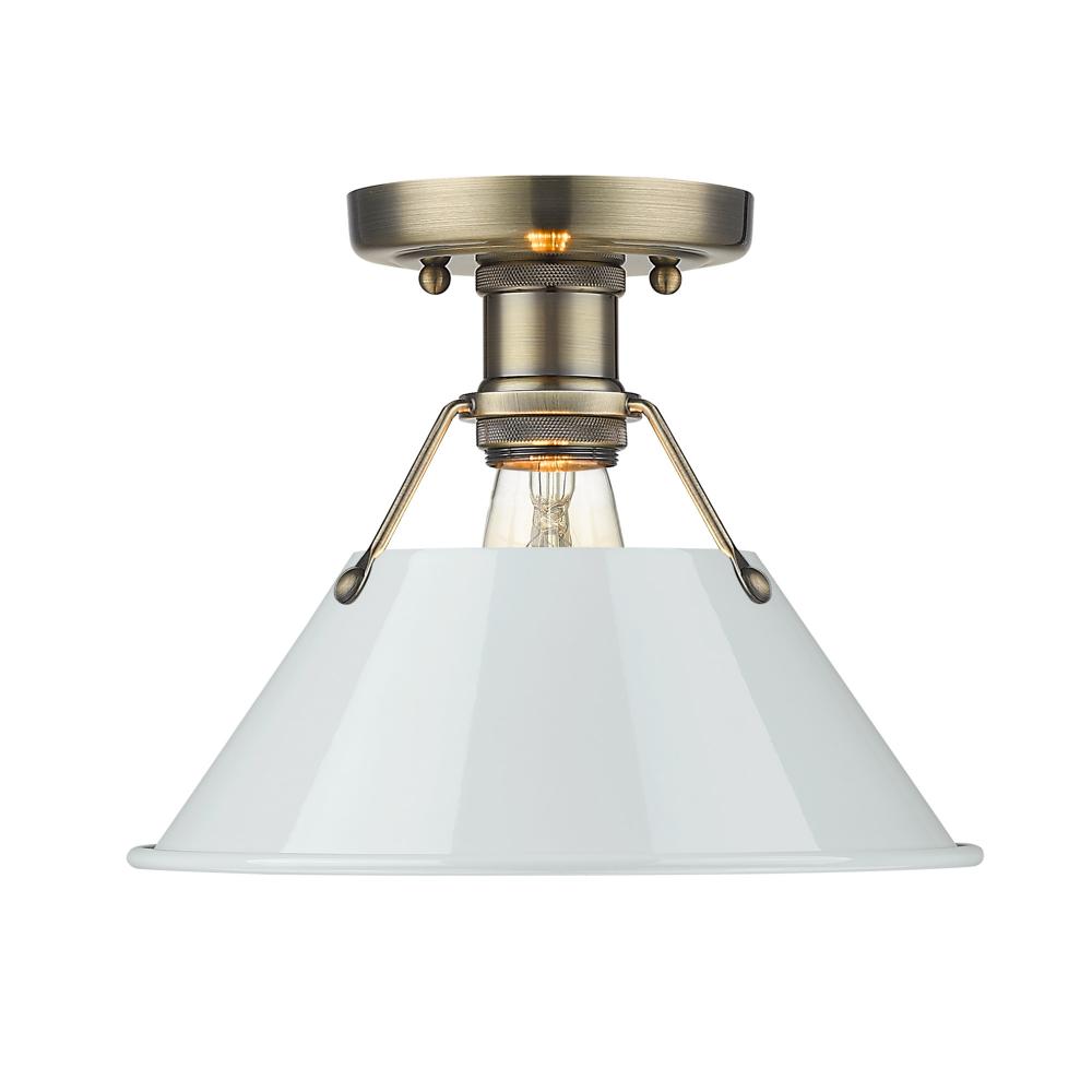 Orwell 1-Light Flush Mount in Aged Brass with Dusky Blue