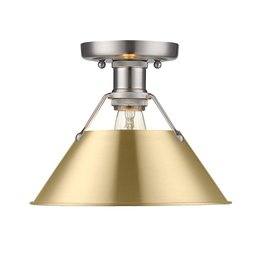 Orwell 1-Light Flush Mount in Pewter with Brushed Champagne Bronze